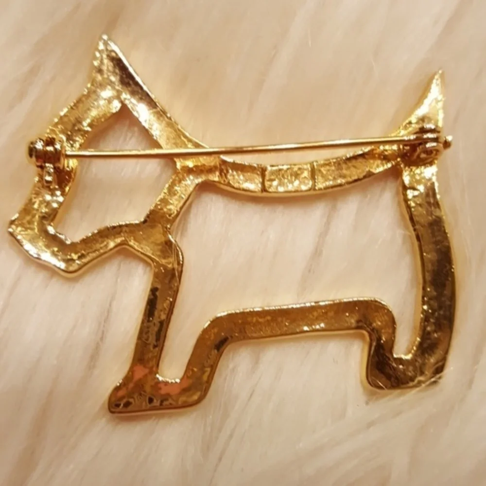 VTG‎ SCOTTY DOG WEARING CZ COLLAR BROOCH